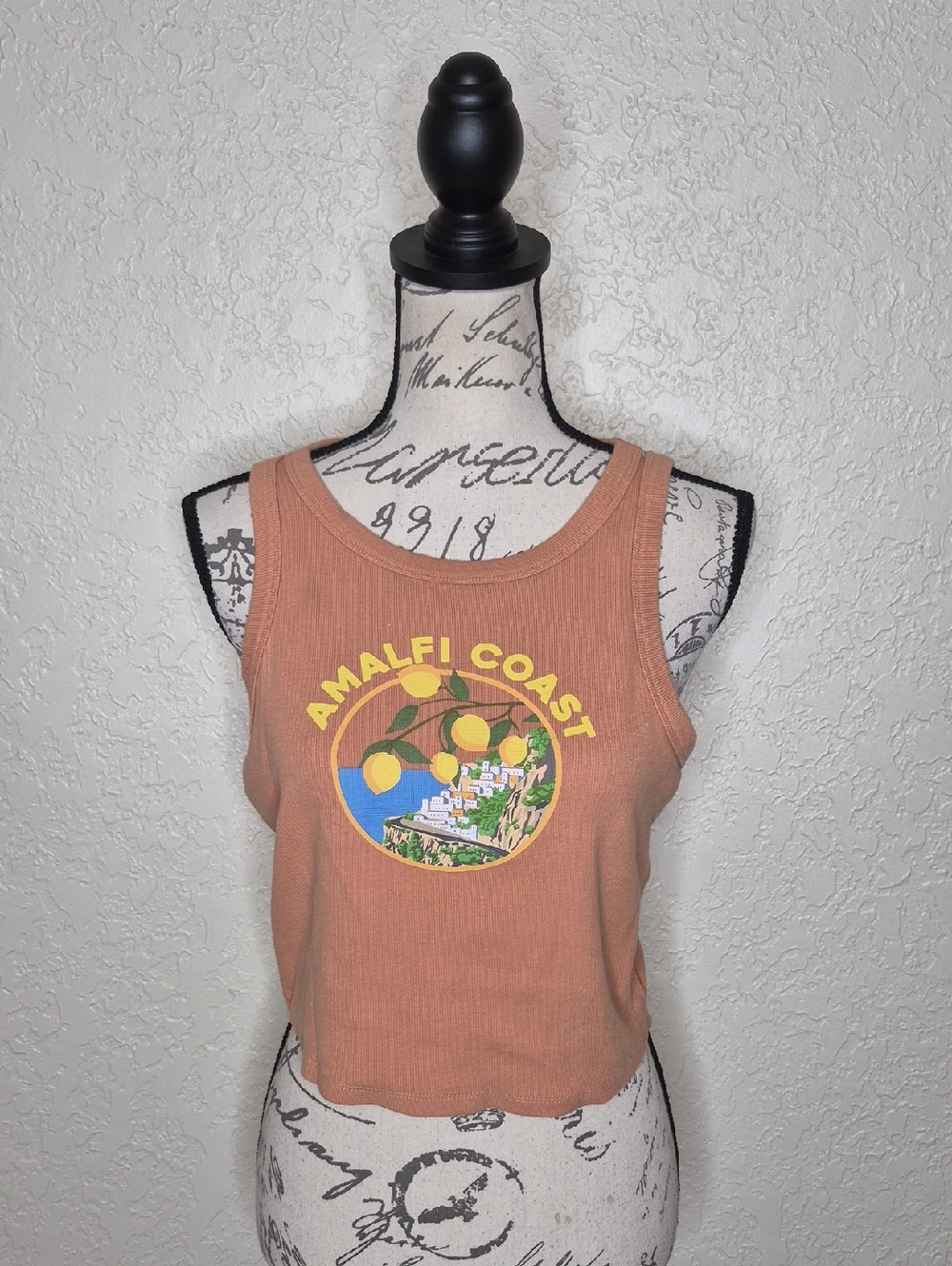 Mighty Fine Amalfi Coast Graphic Cropped Tank Top Size XL